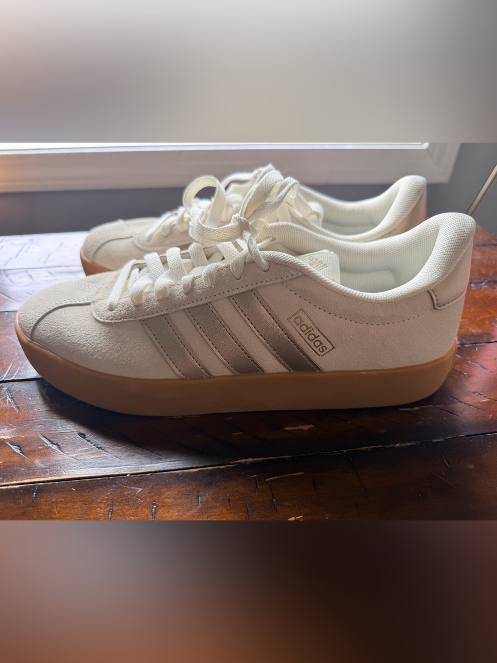 adidas Cream Suede Sneakers with Gum Sole